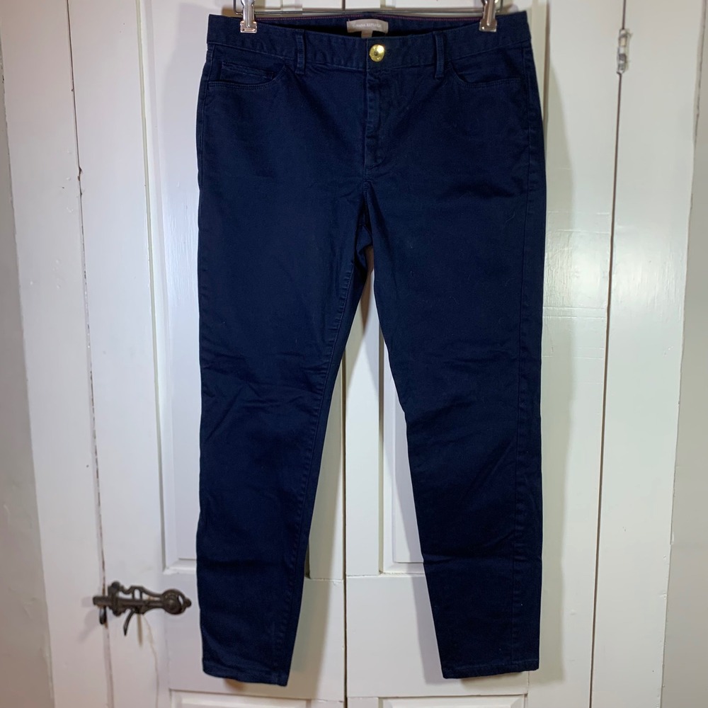 Banana Republic Mens Luxe Sateen 5P Slim Pants Navy Blue 30 City Minimalist
